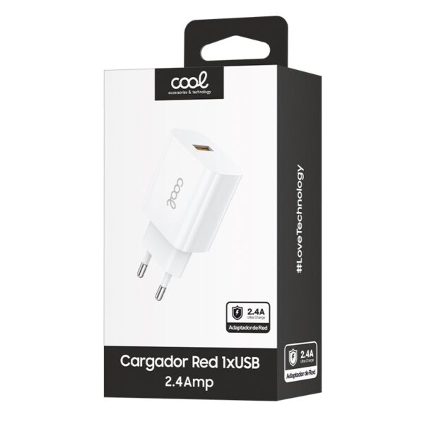 Cargador Red Adaptador 1x USB Universal COOL (2.4 Amp) Blanco - Imagen 2
