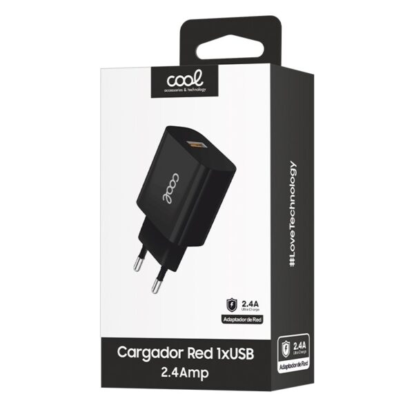 Cargador Red Adaptador 1x USB Universal COOL (2.4 Amp) Negro - Imagen 2