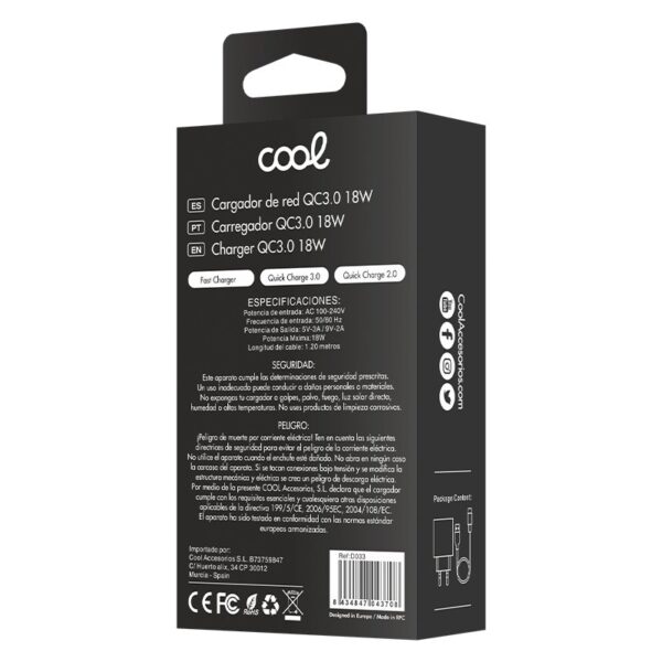 Cargador Red Conector Tipo-C Universal 3Amp (Carga Rápida) COOL Kit 2 en 1 Blanco - Imagen 5