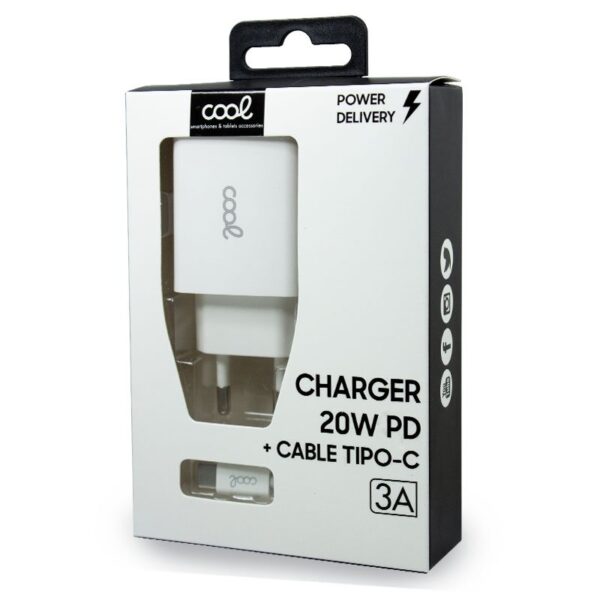 Cargador Red COOL Entrada TIPO-C PD + Cable Tipo C 1,2 metros (20W) - Imagen 2