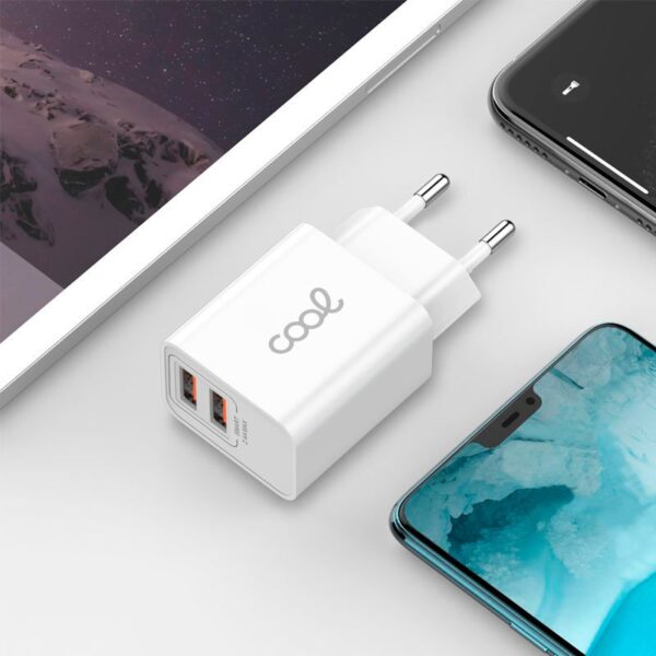 Cargador Red para iPhone COOL 2 x USB + Cable Lightning 1,2m (2.4 Amp) - Imagen 4