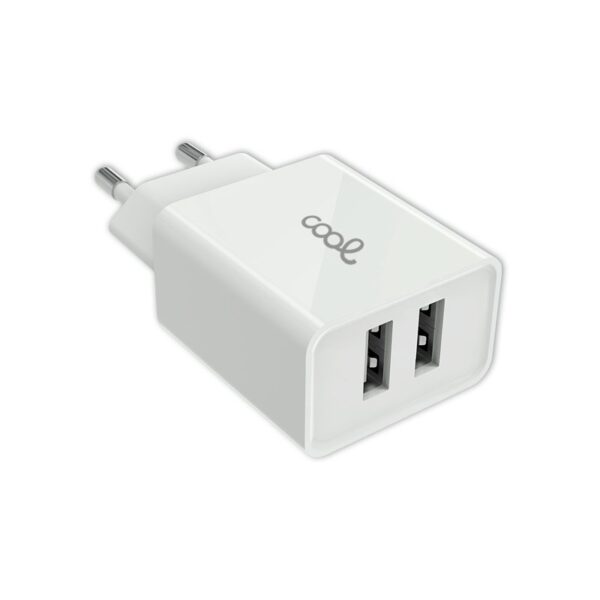 Cargador Red Universal Entrada 2 x USB COOL 2.4 Amperios Blanco - Imagen 2