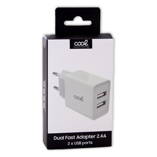 Cargador Red Universal Entrada 2 x USB COOL 2.4 Amperios Blanco - Imagen 4