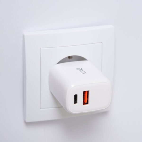 Cargador Red Universal Fast Charger (PD) Dual Tipo-C / USB COOL (20W) Blanco - Imagen 4