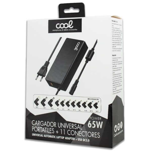 Cargador Red Universal Ordenad. Portátiles 65w Automático COOL + 11 conectores (USB QC3.0) - Imagen 5