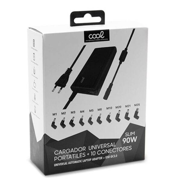 Cargador Red Universal Ordenad. Portátiles 90w Automático COOL Slim + 10 conect. (USB QC3.0) - Imagen 6
