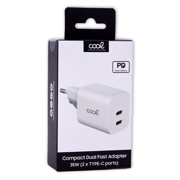Cargador Red Universal Ultra Fast PD Dual (2 x Tipo-C) COOL (35W) Blanco - Imagen 2