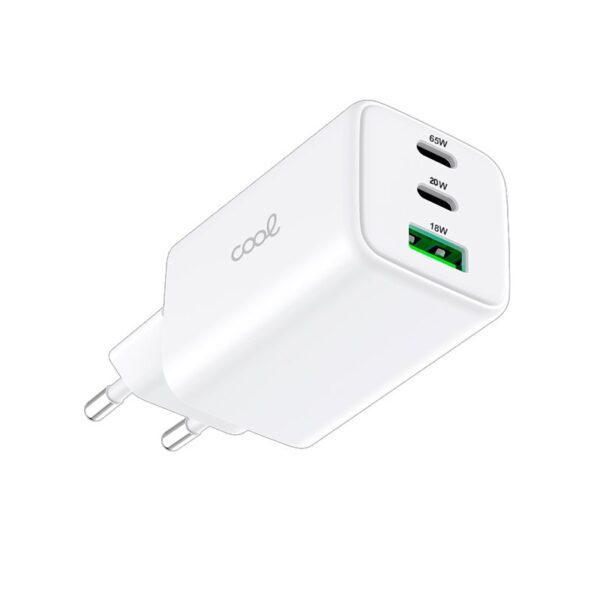Cargador Red Universal Ultra Fast PD Port x3 (2x Tipo-C + 1x USB) COOL (65W) GaN Blanco - Imagen 2