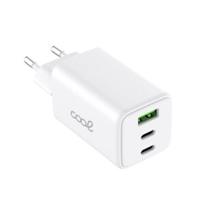 Cargador Red Universal Ultra Fast PD Port x3 (2x Tipo-C + 1x USB) COOL (65W) GaN Blanco