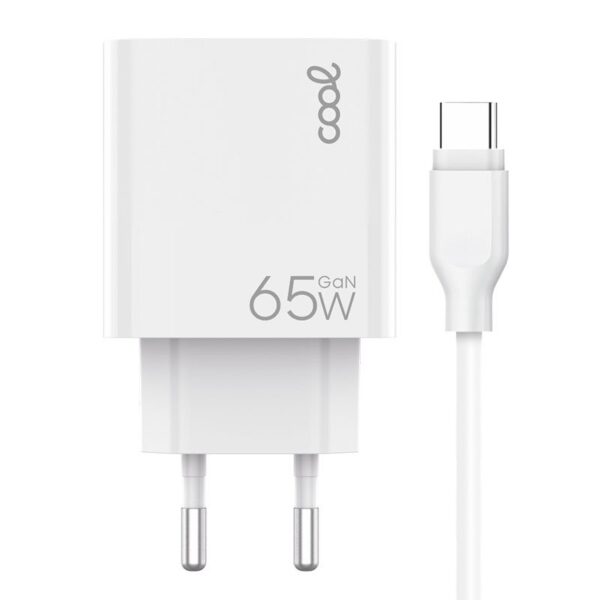 Cargador Red Universal Ultra Fast PD Tipo-C + USB COOL (65W + Cable Tipo-C) GaN Blanco - Imagen 2