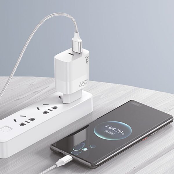 Cargador Red Universal Ultra Fast PD Tipo-C + USB COOL (65W + Cable Tipo-C) GaN Blanco - Imagen 4