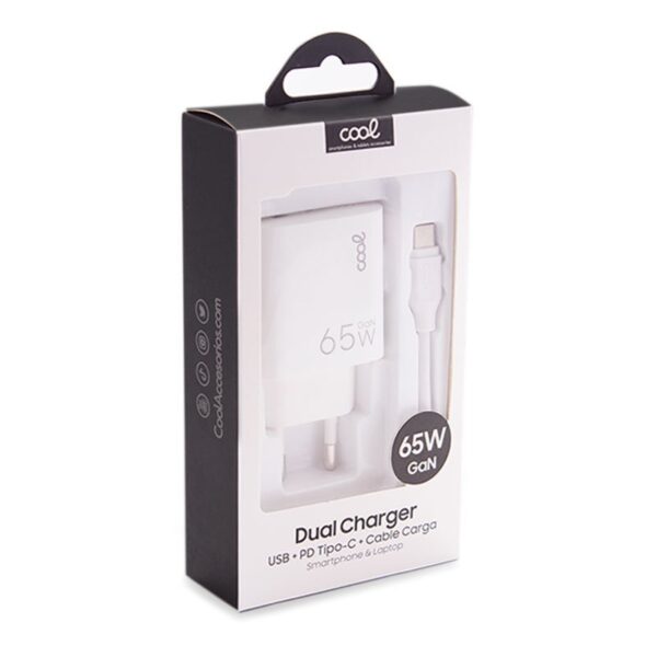 Cargador Red Universal Ultra Fast PD Tipo-C + USB COOL (65W + Cable Tipo-C) GaN Blanco - Imagen 6