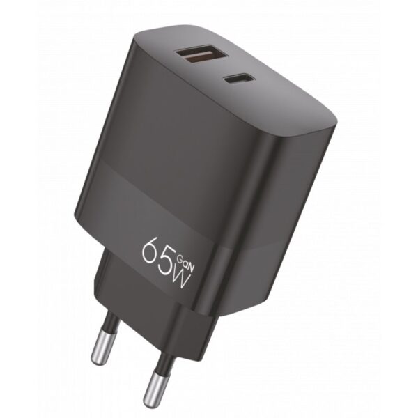 Cargador Red Universal Ultra Fast PD Tipo-C + USB COOL (65W + Cable Tipo-C) GaN Negro - Imagen 3