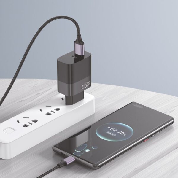Cargador Red Universal Ultra Fast PD Tipo-C + USB COOL (65W + Cable Tipo-C) GaN Negro - Imagen 4