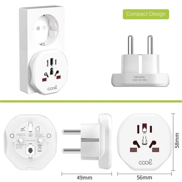 Cargador Universal Adaptador Internacional (World to Europe) COOL - Imagen 7