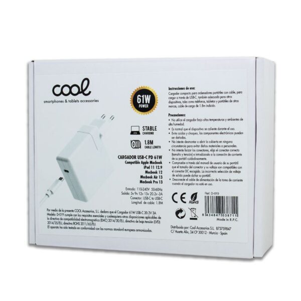 Cargador Universal Red COOL Para Apple MacBook 12 / Air 13 / Pro 13 / iPad 12.9 (67w USB-C) - Imagen 4